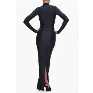 Good American Black Cowl Neck Jersey Zip Slit Dress Small NWOT thumbnail 19