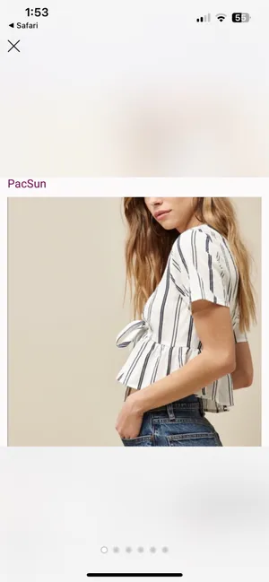 PacSun Blue and white tie blouse thumbnail 3