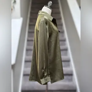 NEW MINKPINK Anissa Button Up Long Sleeve Satin Blouse Women’s S Olive Green‎ thumbnail 8