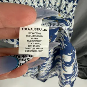 Lola Australia Maxi Dress S Blue White Morocco Ikat Cotton Beach‎ Wedding Guest thumbnail 4