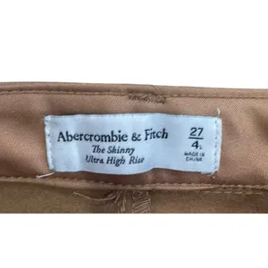 Abercrombie Faux Leather Pants Camel Brown Ultra High Rise Split Hem 4 27 thumbnail 4