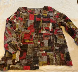 Habitat Clothes to Live In Abstract Crinkle Patchwork Blouse Top Medium thumbnail 1