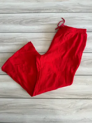 Victoria's Secret PINK Ivy Fleece Split-Hem Flare Sweatpants Red XL NWT thumbnail 2