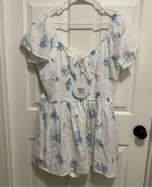 Princess Polly Front Row Floral Romper Playsuit White Curve Size 16 thumbnail 2
