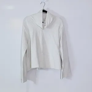 Lululemon Women's Retreat Yourself Textured Knit Pullover Hoodie Sweater Ivory thumbnail 1