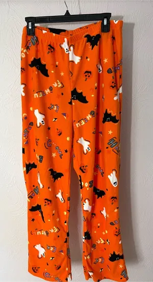 Cozy Orange Halloween Print Women's Pajama Pants thumbnail 1