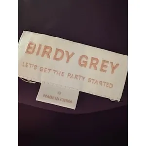 Birdy Grey One Shoulder Maxi Dress Purple Satin Slit Gown Bridesmaid Small thumbnail 4
