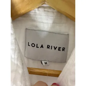 Lola River white short sleeve collar‎ button down cotton gauze medium thumbnail 3