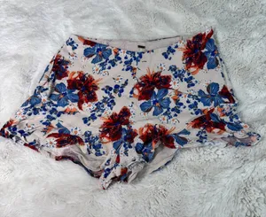 Free People Floral Shorts Size 8 Blue Red Cream Boho High Rise Flowy thumbnail 1