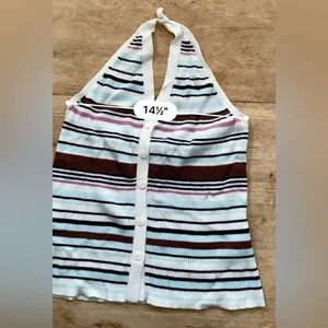 Abercrombie & Fitch Women’s Sz XL Striped Ribbed Halter Sweater Vest thumbnail 12