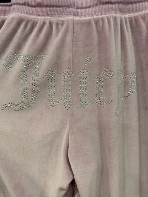 Juicy Couture Big Bling Juicy Velour Pink Women's Medium Track Pants Y2K thumbnail 2