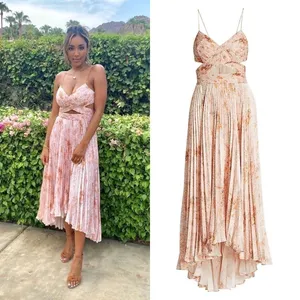 AMUR Lumi‎ Pleated Cutout Dress Peach Cheetah 6 NWT thumbnail 2