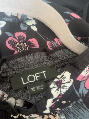 LOFT Black Floral Wide Leg Belted Jumpsuit XS thumbnail 7