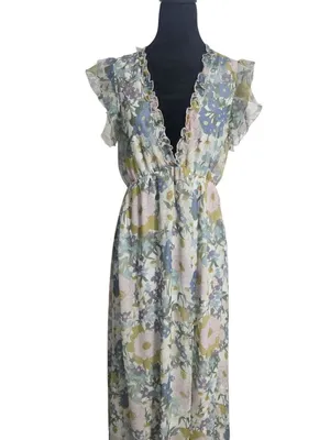Baltic Born Size Medium Dress Slit Floral Boho Wedding Party Holidays thumbnail 3