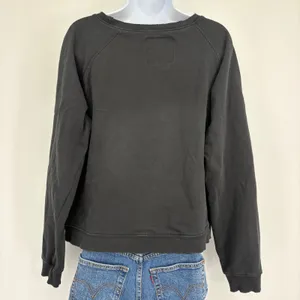 Peace Love World Graphic Sweatshirt M Black Cropped Good Things Come‎ Minimalist thumbnail 3
