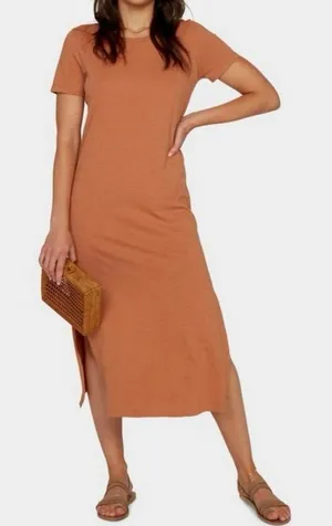 MATE The Label Dana Midi T-Shirt Dress 100% Organic Cotton Clay Size XS thumbnail 1
