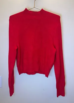 Abercrombie & Fitch Red Mock‎ Neck Heavy Knit Sweater Size L thumbnail 1