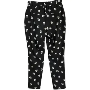 HOT TOPIC Black White Skull Print Tapered Alternative Goth Pants Small‎ thumbnail 5