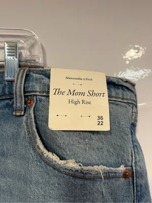 The Mom Short High Rise Denim Shorts - Light Blue Abercrombie and Fitch NWT thumbnail 2