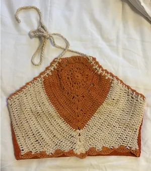 Crochet Crop Top Orange thumbnail 1