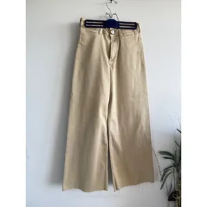 Maeve High Rise Wide Leg Khaki Tan Pants Raw Hem‎ Stretch Cotton Tencel 26 thumbnail 2