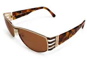 VTG Y2K Fendi Sunglasses FS 118 Tortoise Gold Shield Wrap Made in Italy Vintage thumbnail 1