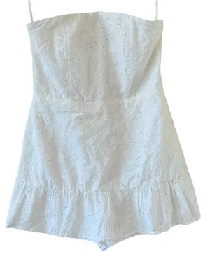 ALTAR’D STATE Baylyn Eyelet Strapless Corset Romper White Size L NEW thumbnail 7