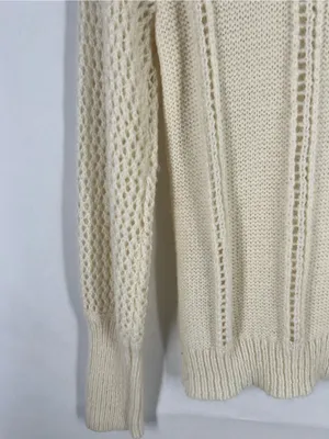 Open-Knit‎ Crewneck Sweater in Cream - Women's thumbnail 8