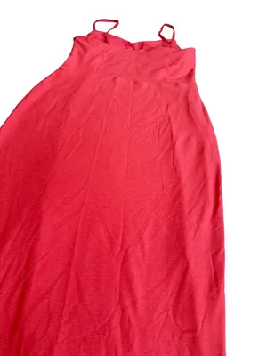 Beyond Yoga Bold Coral Midi Dress Stretchy Slimming Slit Casual Size Medium thumbnail 10