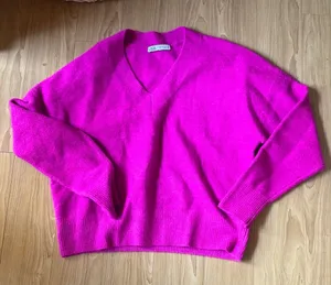 Zara V-Neck Sweater in Bold Pink thumbnail 1