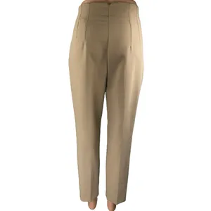 Zara Beige Khaki Chino Pleated High Waisted Tapered Trousers Dress Pants Size S thumbnail 3