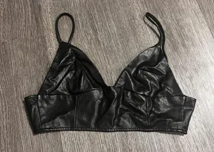 Leather Crop Top Black Size M thumbnail 1