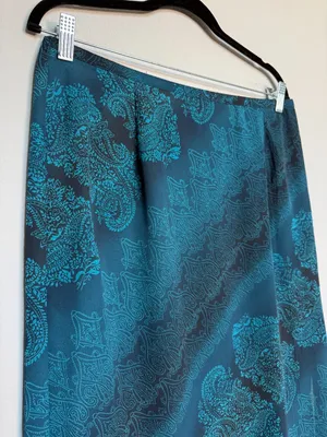Blue Vintage Bohemian Paisley Middi Skirt XL thumbnail 2