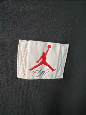 Jordan Nike Flight Black Fleece Loose Fit Crewneck Pullover Sweatshirt Red Logo thumbnail 3