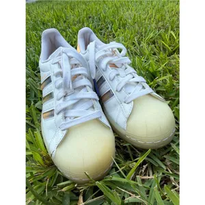 Adidas Superstar White Acid Orange Sneakers Size 6 thumbnail 3