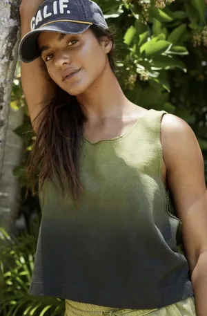 t.la Size S Tank Top Ombre Olive Green French Terry Raw Edge Anthropologie thumbnail 1