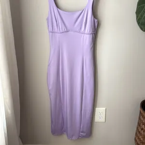 Gaze Lilac Purple Contour Midi Bodycon Dress Square Neck Y2K thumbnail 3
