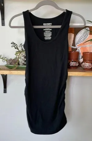 Old Navy Maternity Black Ribbed Scoop Neck Ruched Side Tank Top Size Small thumbnail 1