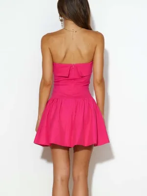 Hello Molly Looking Luxe Strapless Pleated Flared Mini Dress Pink Size Large 8 thumbnail 3