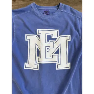 Comfy Colors Blue Crewneck Sweater "EM" Logo‎ Size Med thumbnail 2