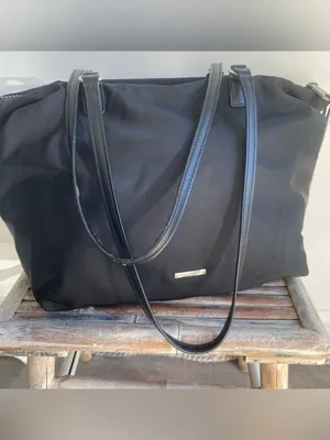 Rebecca Minkoff black nylon shoulder tote bag work office travel city minimalist thumbnail 2
