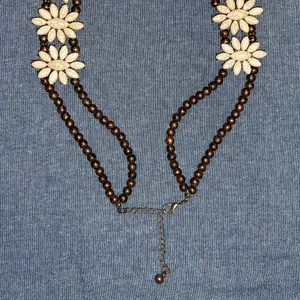Squash Blossom Style necklace with real stone and bronze colored setting Brown thumbnail 5