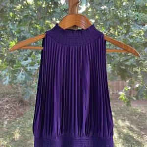 Marina Women's Dark Purple Pleated Sleeveless Midi Dress Size 10 thumbnail 3