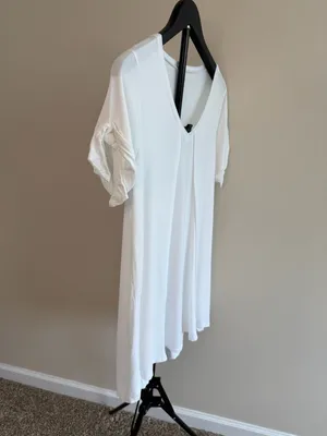ana A New Approach Women's White V-Neck Tunic with Tie-Sleeve Details‎ Size LT thumbnail 4