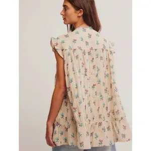 Free People Bohemian Prairie Sundown Mini Dress Tunic Top Ivory Combo Size Small thumbnail 6