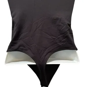 Abercrombie & Fitch Soft Collection Black Thong Bodysuit Sz M Rusched Bust thumbnail 5