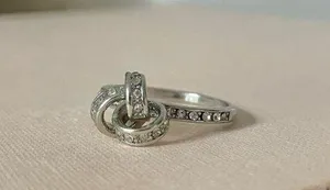 Love Knot Silver Diamond Ring Vintage Bow Pave Inset Promise Engagement Classic Jewelry thumbnail 4
