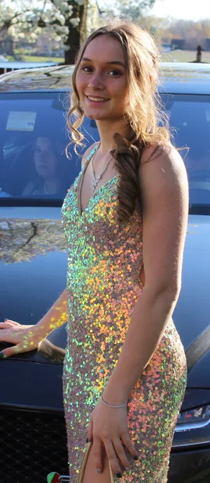 Gold sequenced Body-con Prom Dress thumbnail 1