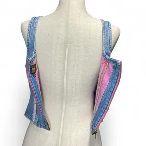 NWT Lee Womens Small Denim Corset Style‎ Zip Up Western Crop Top Festival thumbnail 4