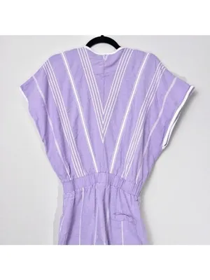 Paradised Merri Wrap Effect Stripe Jumpsuit XS Purple Beach Coverup Cotton thumbnail 12